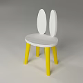 Cute Children's Chair With White Body And Rabbit Ear Shaped Backrest Yellow Legs