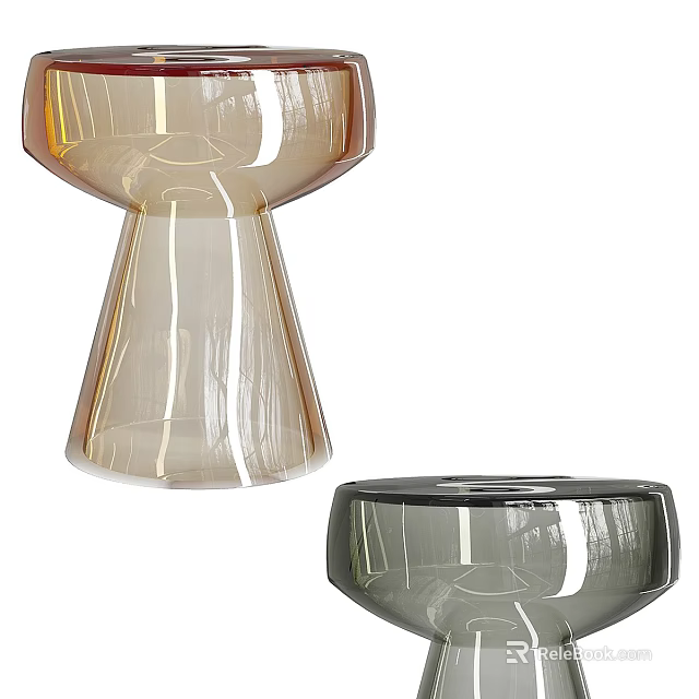 Modern Glass Corner Tables In Amber And Gray For Living Room Decor 3d model 