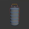 Durable Stackable Metal Food Container With Orange Handle And Multiple Layers