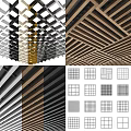 Modern Ceiling Design With Geometric Grid Patterns Wooden Metallic Textures And Linear Arrangements 3d model