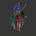 Female Character Wearing Purple Outfit With Butterfly Wings Headdress And Accessory