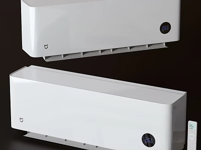 Modern White Air Conditioner Fan With Digital Temperature Display And Control Panel 3d model