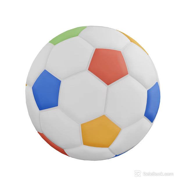 Colorful Soccer Ball As Sports Equipment With Hexagonal Panels And Bright Hues 3d model 