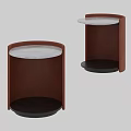 Modern Round Bedside Tables With Wooden Frame And Marble Top Design