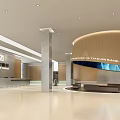 Tianjin Bank Front Reception Desk With Curved Wooden Design And Marble Walls In Spacious Lobby