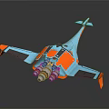 Futuristic Spacecraft With Blue And Orange Design Multiple Engines And Aerodynamic Wings