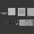 Modern Kitchen Appliances Collection Featuring Refrigerator Oven Stove Sink And Coffee Maker