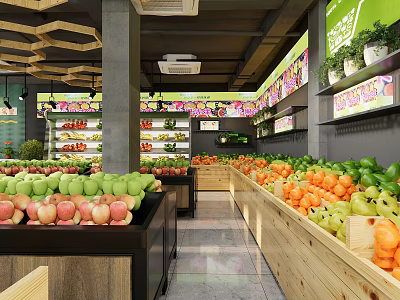 Modern Fruit Shop 3d model