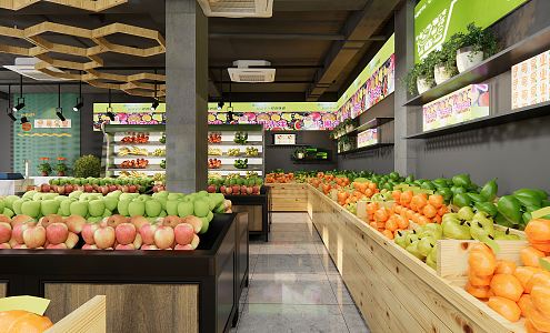 Modern Fruit Shop 3d model