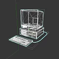 Vintage IBM Computer System With Monitor Desktop Unit And Keyboard