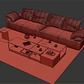 Light Gray Sectional Sofa in Modern Living Room with Colorful Striped Rug and Coffee Table