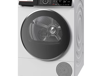 White Front Loading Washing Machine With Digital Control Panel And Modern Design 3d model