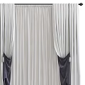 Elegant White Window Curtains With Dark Accent Panels And Pleated Design 3d model