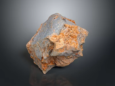 Rough Textured Natural Stone With Wooden Base For Decorative 3d model