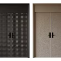 Security Door Double Door Design With Black And Beige Textured Smooth Surface 3d model
