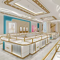 Elegant Jewelry Store Exterior Featuring Golden Lattice Glass Display Windows And Stone Walls