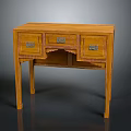 Traditional Wooden Table Design With Three Drawers Metal Handles And Sturdy Legs