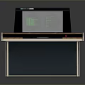 Vintage Computer Setup With Wooden Top Desk And Metal Frame Monitor Keyboard