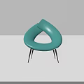 Stylish Teal Accent Chair With Curved Streamlined Design And Black Slender Legs