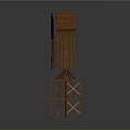Wooden Windmill Model With Rotating Blades And Tower Base Structure