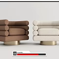 Brown And Beige Single Sofa With Modern Design And Golden Round Base 3d model