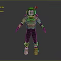 3D Model Of Vintage Diver Character With Metallic Armor Helmet And Full Body Gear