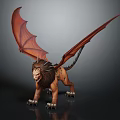 Mythical Lion Like Creature With Bat Wings Horns And Sharp Claws 3D Rendering