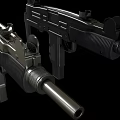 Black Tactical Submachine Gun With Metal Body Ergonomic Grip And Modern Design Features