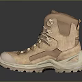 Tan High Top Hiking Boots With Lace Up Design And Durable Rubber Sole
