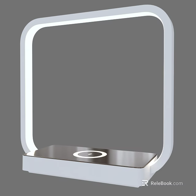Modern Sleek Desk Lamp With White Frame Ring Light And Smooth Base 3d model 