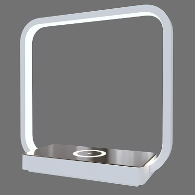 Modern Sleek Desk Lamp With White Frame Ring Light And Smooth Base 3d model