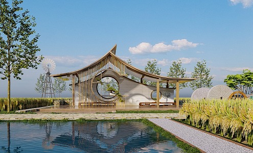 New Chinese Pavilion Beautiful Country Landscape Pavilion 3d model