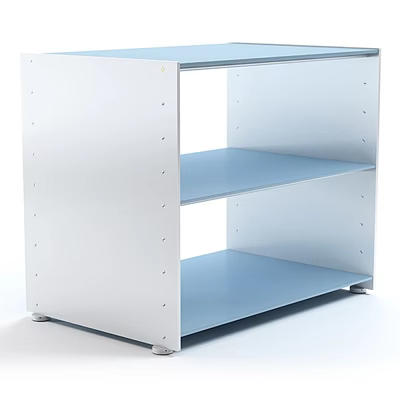 White and Blue Simple Design Shelf Unit with Three Tier Shelves for Home Storage 3d model