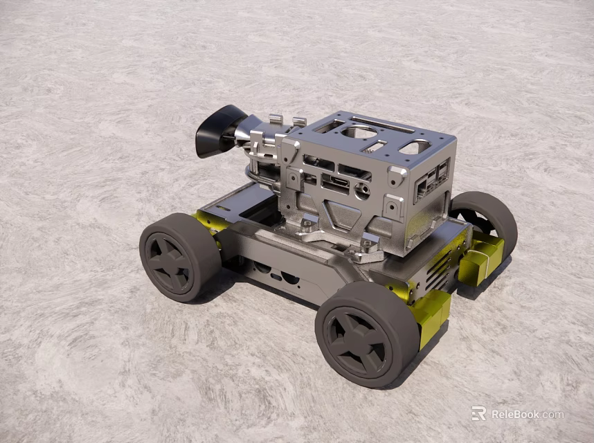 Industrial Mobile Robot Equipment With Metal Structure And Durable Wheels 3d model 