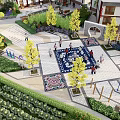 Rural Landscape Featuring Traditional Houses Surrounded By Green Trees Central Courtyard Gardens And Farmland
