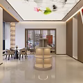 Elegant Modern Mall Counter Health Experience Hall Interior With Marble Reception Desk And Tea Area