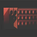 Indoor Skate Park With Graffiti Red Walls Red Orange Ramps Stairs And Benches