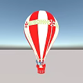 Colorful Red White Striped Hot Air Balloon Amusement Equipment With Green Decorative Band And Patterns