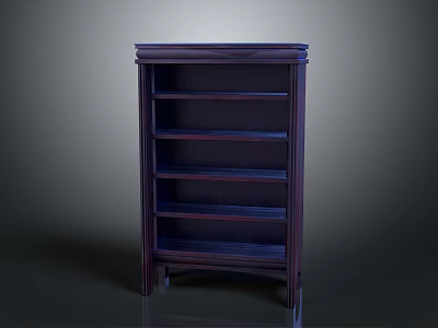 Dark Wooden Bookcase Furniture with Multiple Shelves and Classic Design 3d model