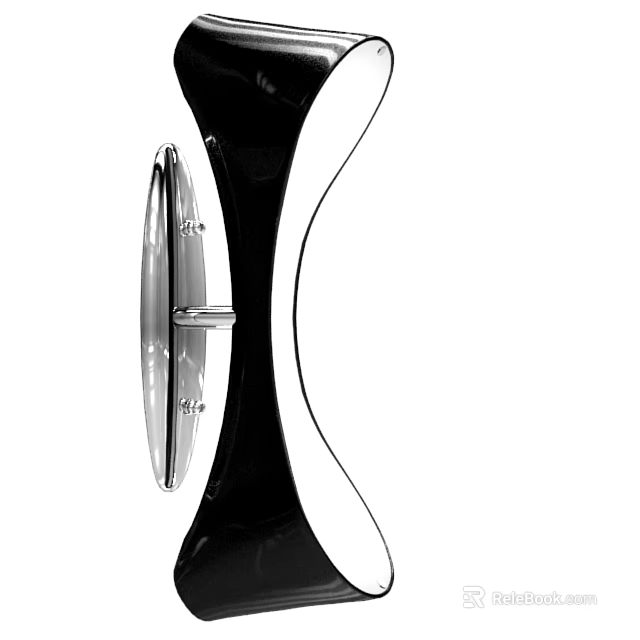 Modern Curved Black Silver Metal Wall Lamp For Indoor Home Decor Lighting 3d model 