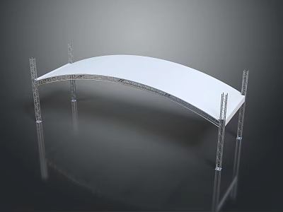 Modern White Arc Shaped Furniture With Metal Frame And Smooth Surface 3d model