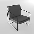 Modern Accent Chair With Black Metal Frame And Gray Ribbed Cushion Design