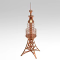 Copper Colored Industrial Equipment Tower Structure With Metal Framework Grid Design And Top Antenna