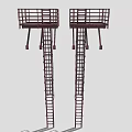 Durable Dual Industrial Metal Platforms with Safety Railings and Ladder Structures