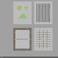 Modern Decorative Ceiling Design With Geometric Shapes Vertical Strips Wooden Frame And Grid Pattern