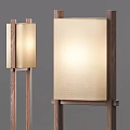 Modern Minimalist Floor Lamps With Wooden Frame And Fabric Shade Set Of Three
