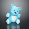 Blue Teddy Bear Stuffed Toy With White Belly Paws And Dark Background