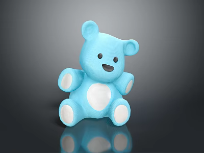Blue Teddy Bear Stuffed Toy With White Belly Paws And Dark Background 3d model