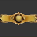 Golden Decorative Sword with Blue Hilt and Crown Pommel on Black Background