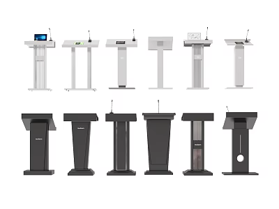 Various Modern Podium Designs In White And Black Colors For Events And Presentations 3d model